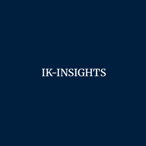 Dark blue background with white text reading 'IK-INSIGHTS' in the center.