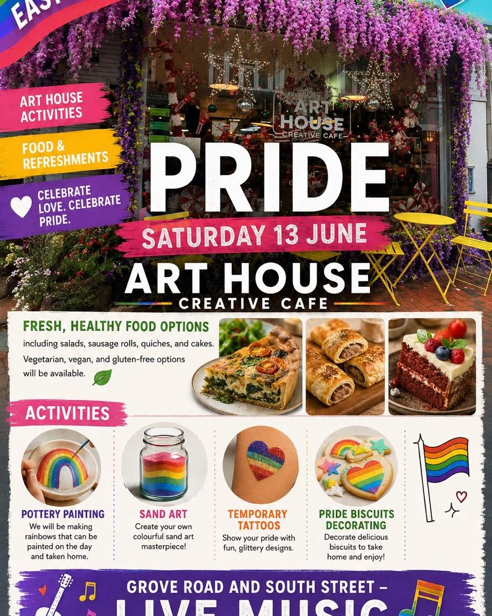Saturday 13th June &ndash; it&rsquo;s party time at The Art House!

The weather is looking perfect, so come and enjoy the sunshine, outdoor creative activities, and tasty takeaway food from the caf&eacute;.

We&rsquo;ll have extra seating outside, pl