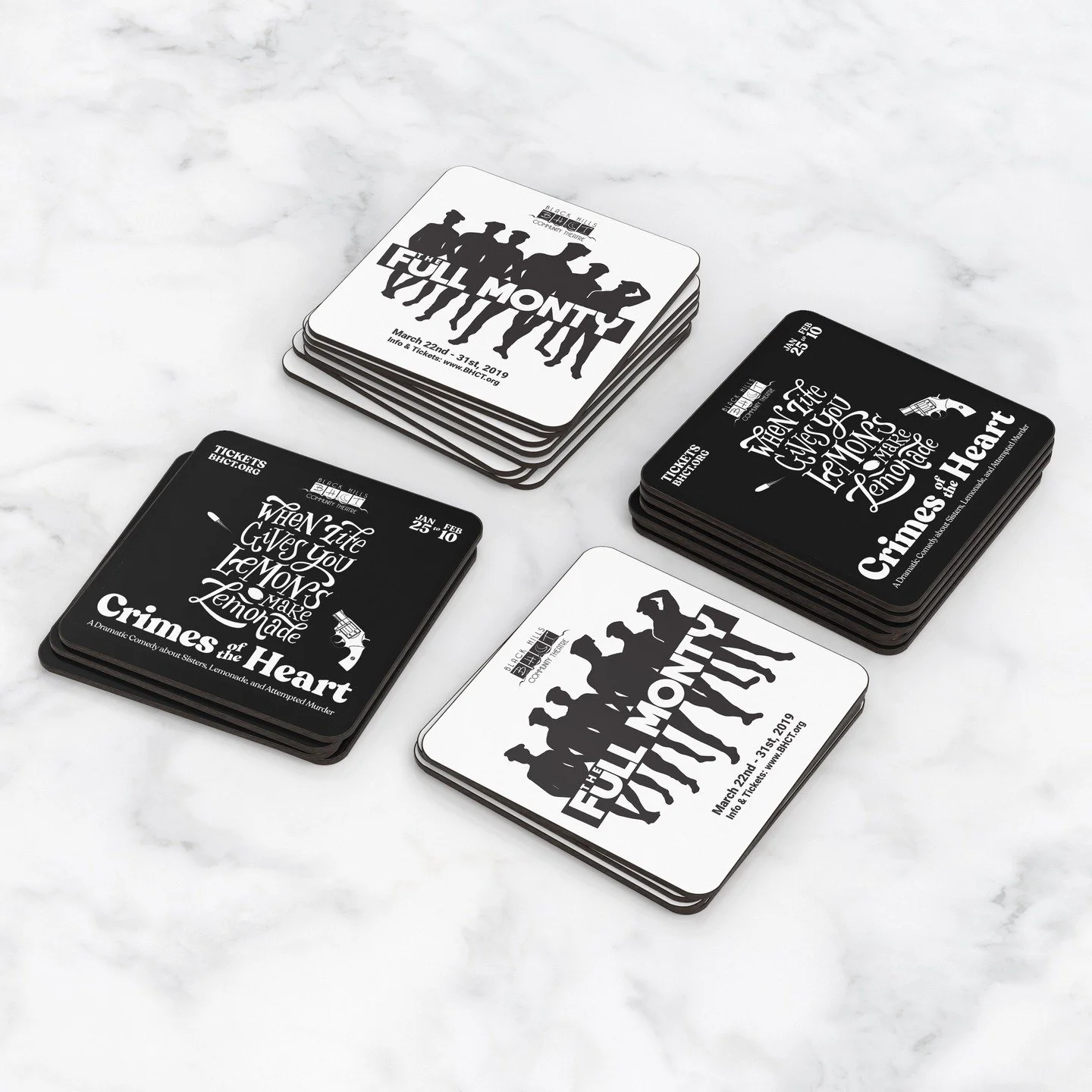 In addition to the social media ad campaign Black Hills Community Theatre ran for CRIMES OF THE HEART, they also experimented with distributing promotional coasters to local bars in downtown Rapid City. The following month, coasters became the perfec