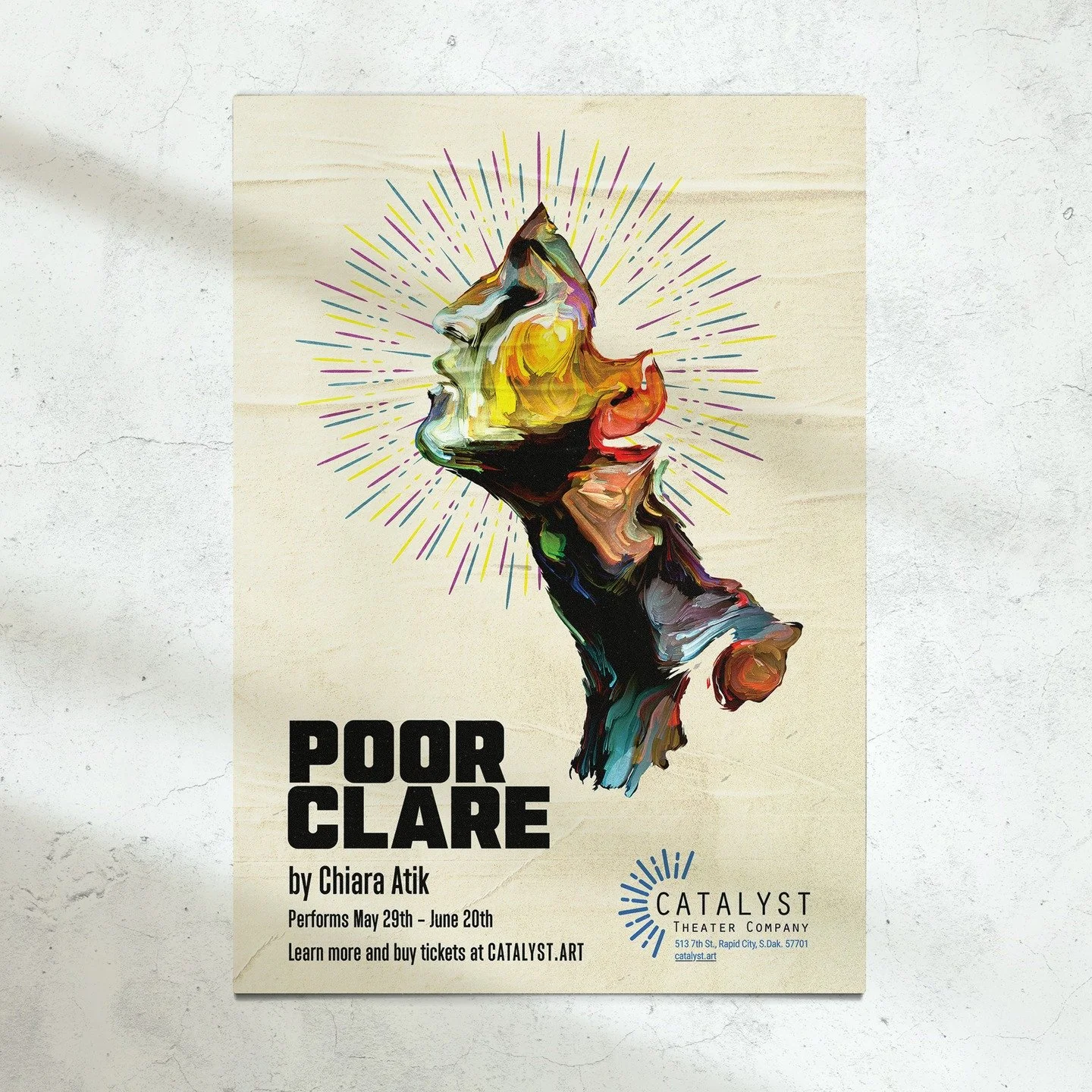 Two poster designs for Catalyst Theater Company's (@catalyst.rc) upcoming production of POOR CLARE. Which one do you like more?

Tickets are currently on sale at catalyst.art/tickets &mdash; please note: Catalyst shows sell out pretty quickly. Openin