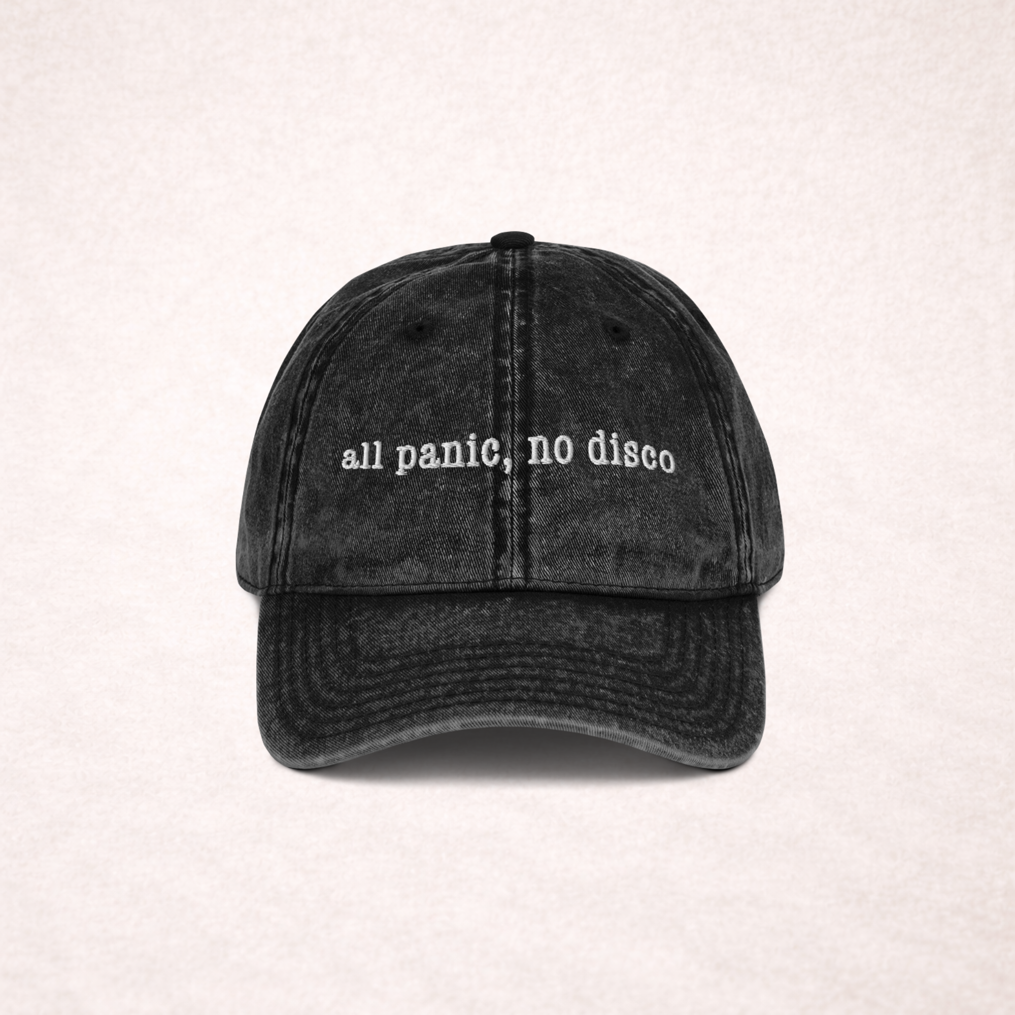 ‘All Panic, No Disco’ Embroidered Vintage Cap