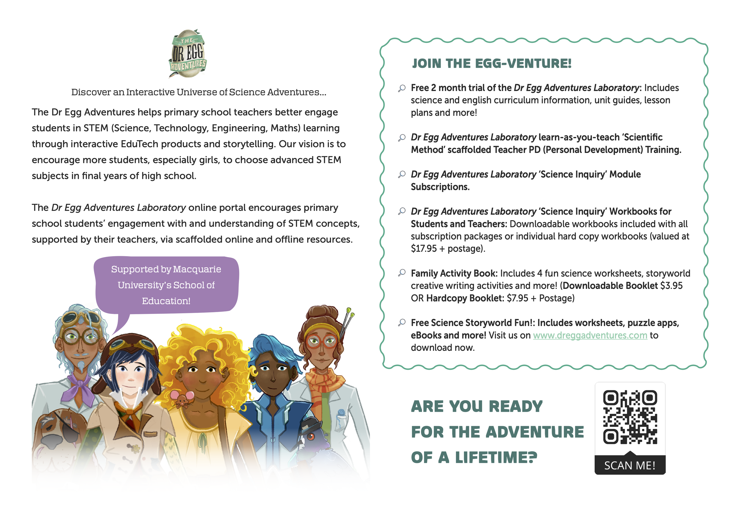Dr Egg Adventures - Brochure for Science Alive 2020
