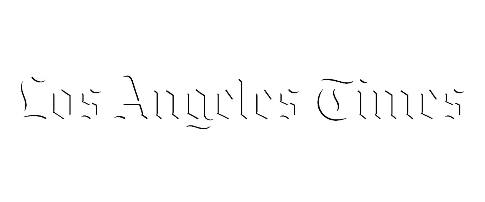 Logo of Los Angeles Times in black and white Gothic font.