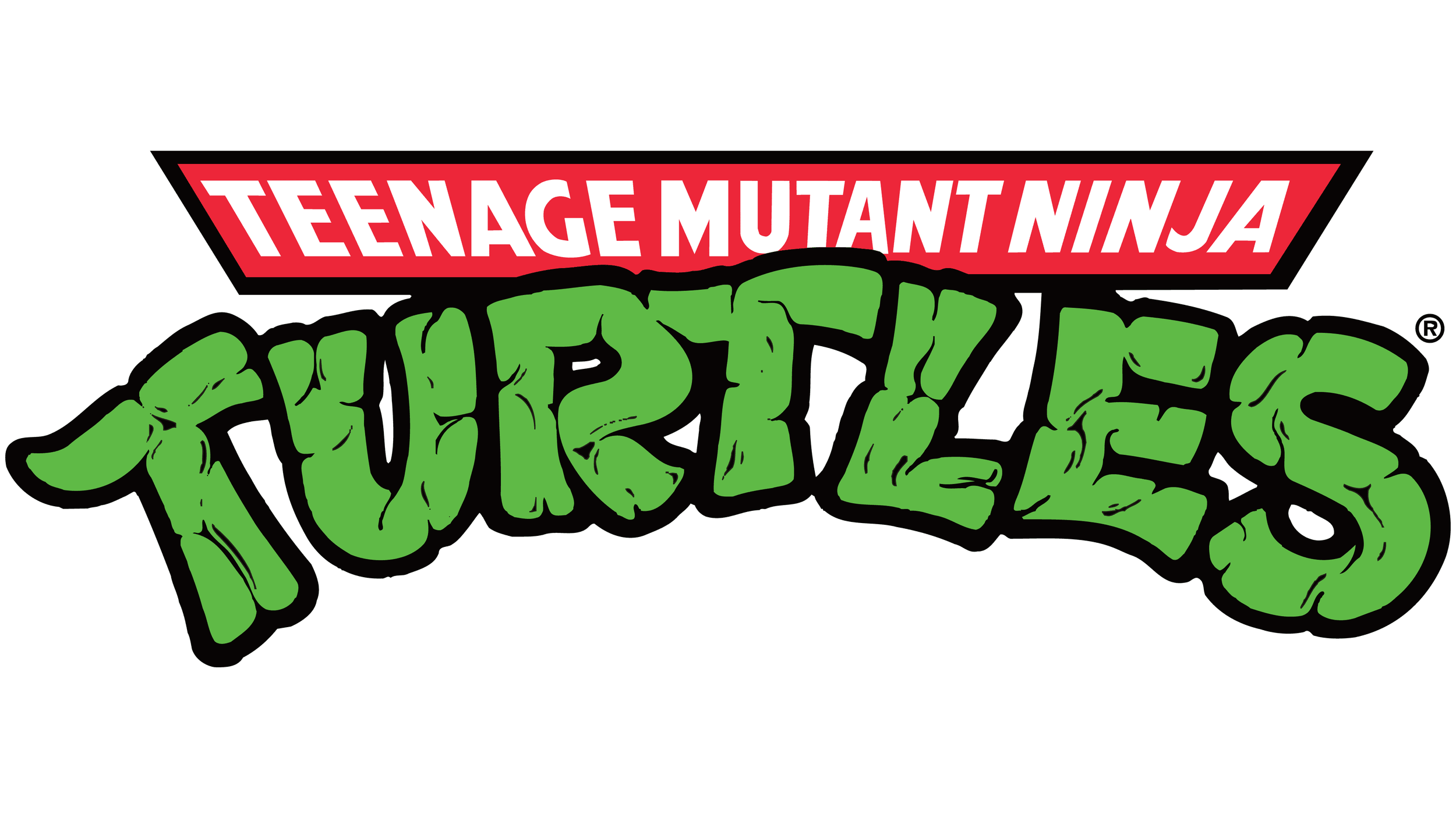 Teenage Mutant Ninja Turtles logo with red banner at top and green stylized text.
