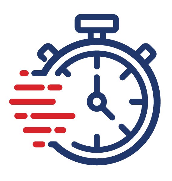 A stopwatch icon with motion lines to indicate speed or urgency in the 24/7 emergency board up and roof tarping services by The Board Up Company in the St Louis area