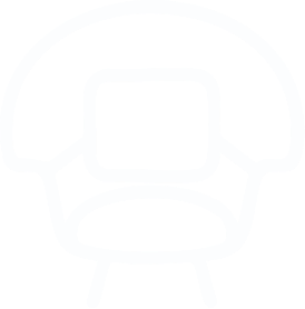 Icon of a modern office chair with armrests and a high backrest, depicted in white on a black background.