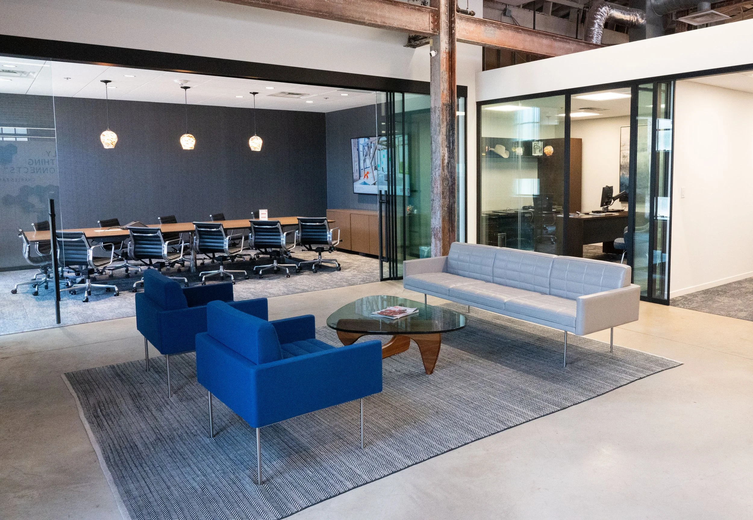 WRG Texas Fort Worth showroom interior — adaptive reuse office design in historic Near Southside neighborhood