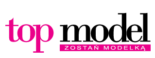Pink text on a black background that reads "top" followed by a pink rectangle containing the words "ZOSTAŃ MODELKĄ".