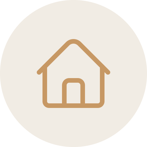 Icon of a house with a gable roof and a centered arched doorway