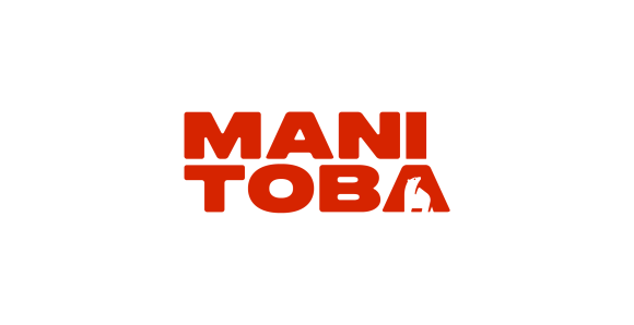 Red text that says "MANI TOBA" on a white background.
