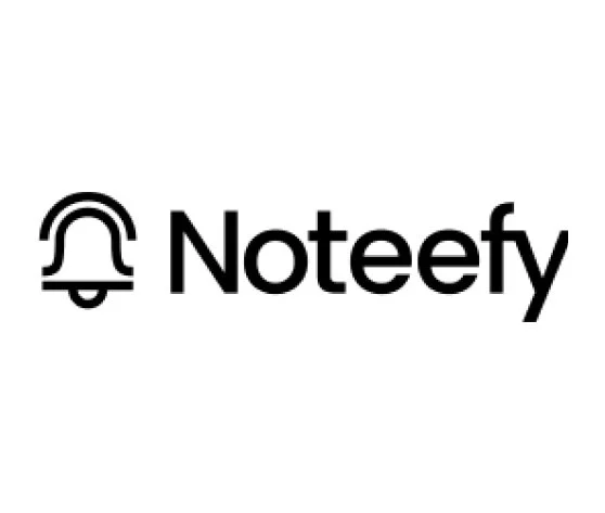 Logo of Noteefy, featuring a stylized bell icon and the brand name in black text.