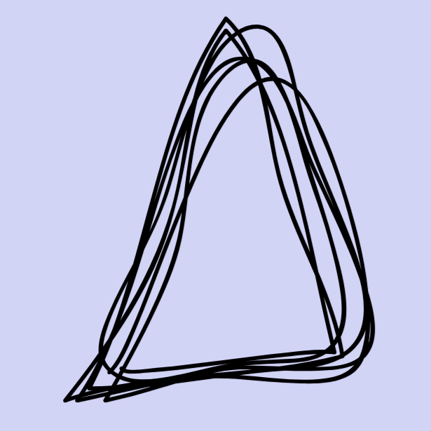 Abstract black overlapping triangular outlines on a light purple background.