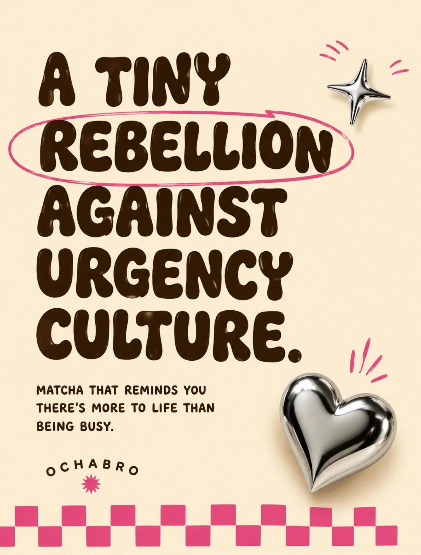 A tiny rebellion against urgency culture.

One of Ochabro's core values is believing that not everything has to be optimized.

Not every moment needs a purpose. Not every hobby needs to become a side hustle. Not every cup of matcha needs to be a prod