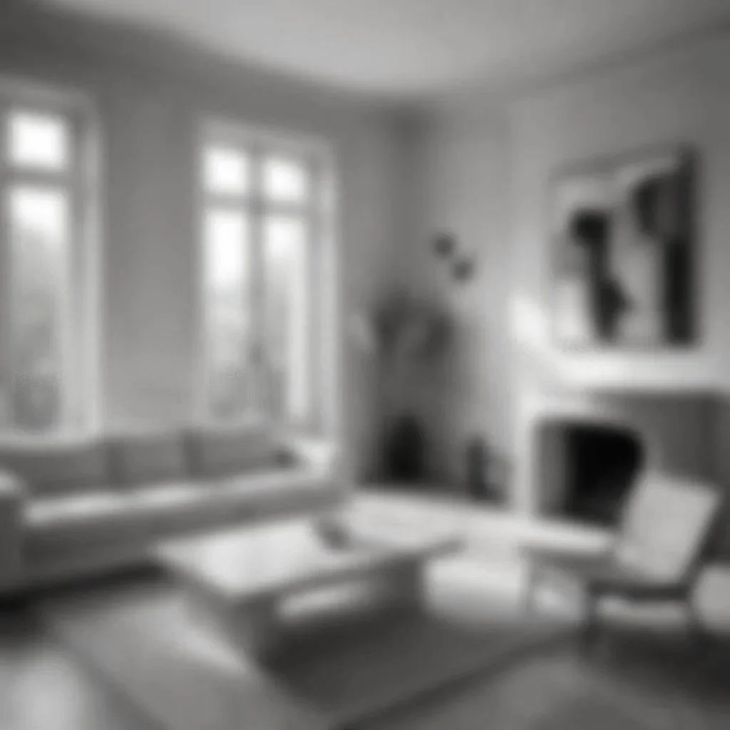 Une pièce de salon avec un canapé, une table basse, une télévision, et une grande fenêtre laissant passer la lumière.