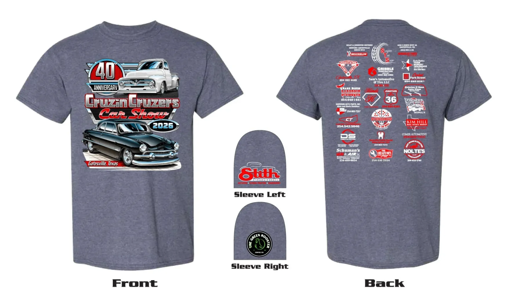 Navy Heather Cruzin Cruzers T-Shirt 2026 Gatesville, TX