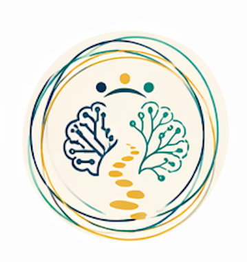 A logo featuring two stylized trees with interconnected branches, surrounded by concentric circles and three dots above, in a circular design.