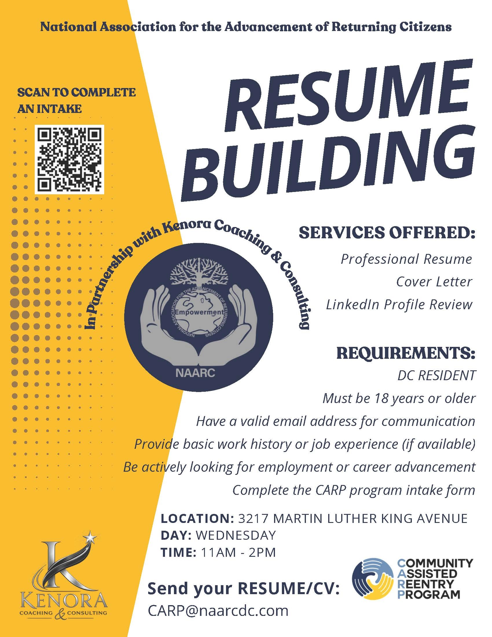 Resume Building Support in Partnership with NAARC