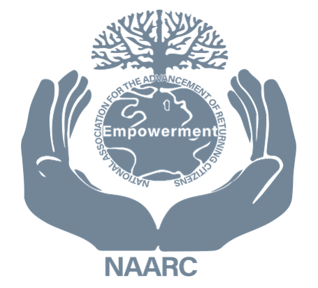 Logo with two hands holding a globe with the word 'Empowerment' and a tree above, all surrounded by the text 'National Association for the Advancement of Restoring Centennials NAARC'.