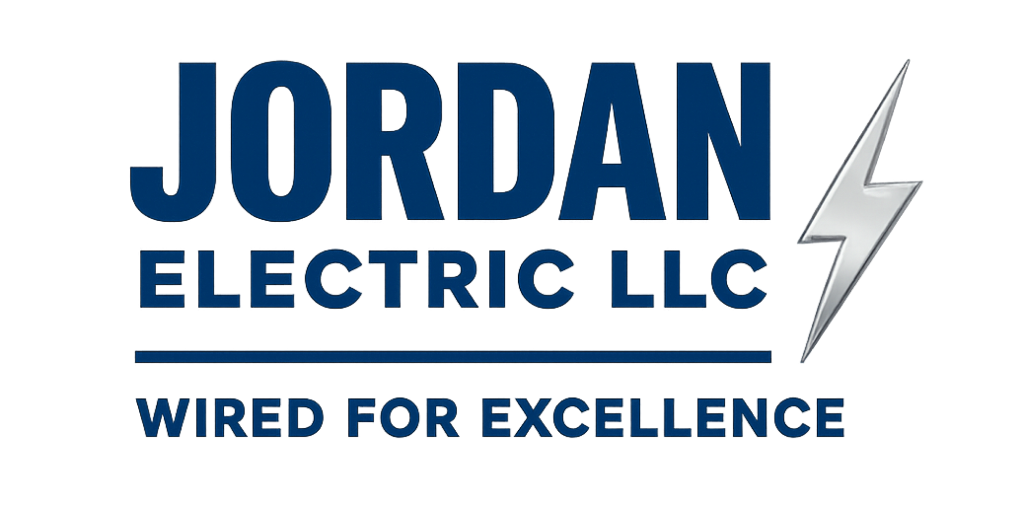 Logo for Jordan Electric LLC with a lightning bolt icon, featuring the slogan "Wired for Excellence".
