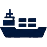 Side view of a cargo ship with containers on deck