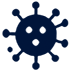 Icon of a blue virus representing a virus or disease.