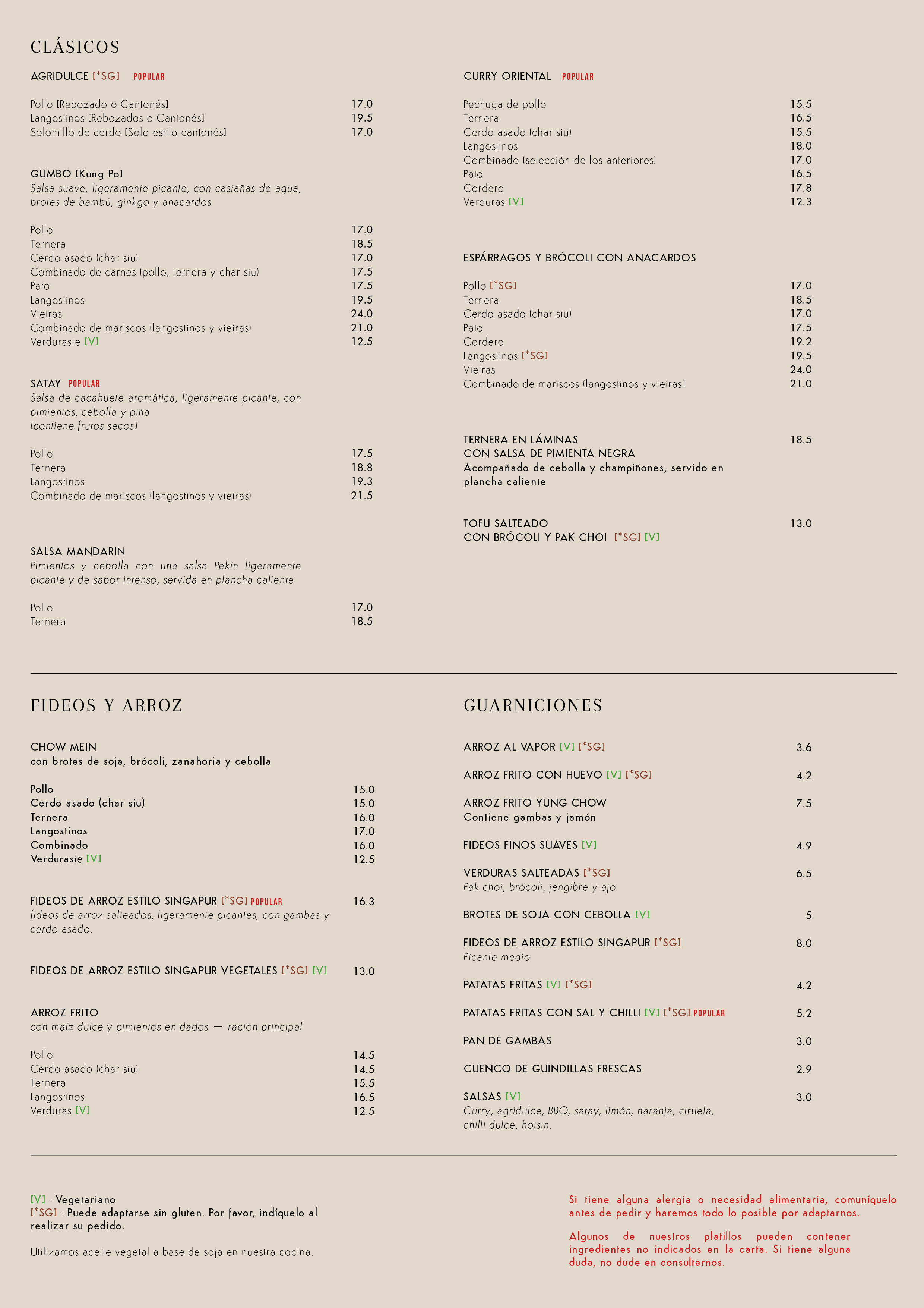 A menu featuring a variety of vegetarian options, including Asian and traditional dishes like salads, rice, and rice items, with prices listed next to each item.