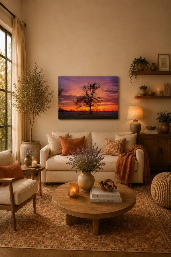 Solitary at Sunset - Photo on Canvas