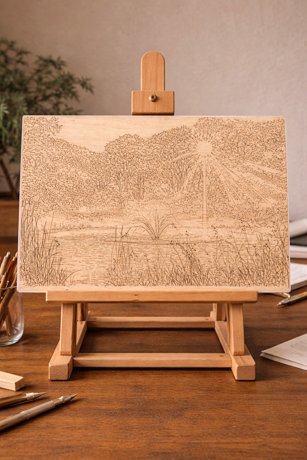 12x8 Sunrise on the Pond - Basswood Art Board