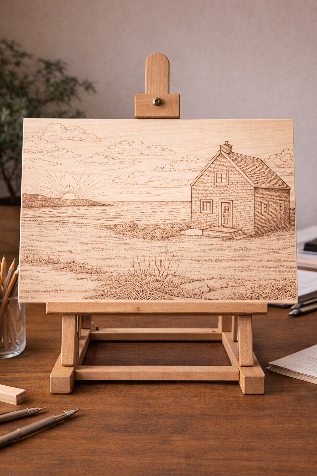 12x8 Cottage by the Sea - Basswood Art Board