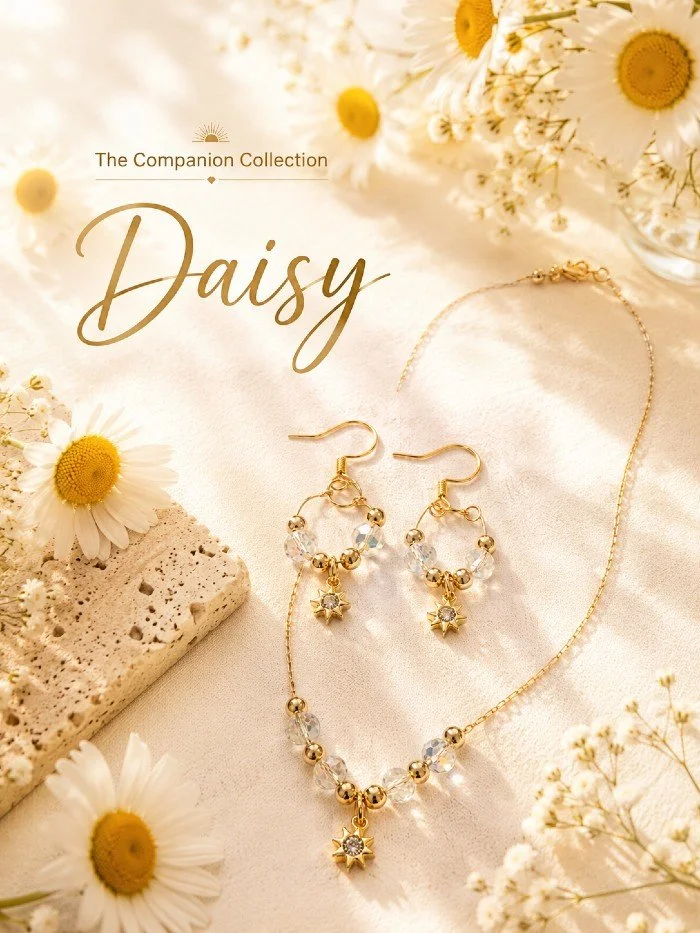 Daisy Set -18k gold plated sterling silver and stainless steel - 16"
