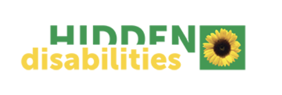 Logo for Hidden Disabilities with green and yellow text and a sunflower icon.