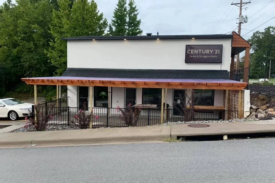 New commercial building awning front facing view