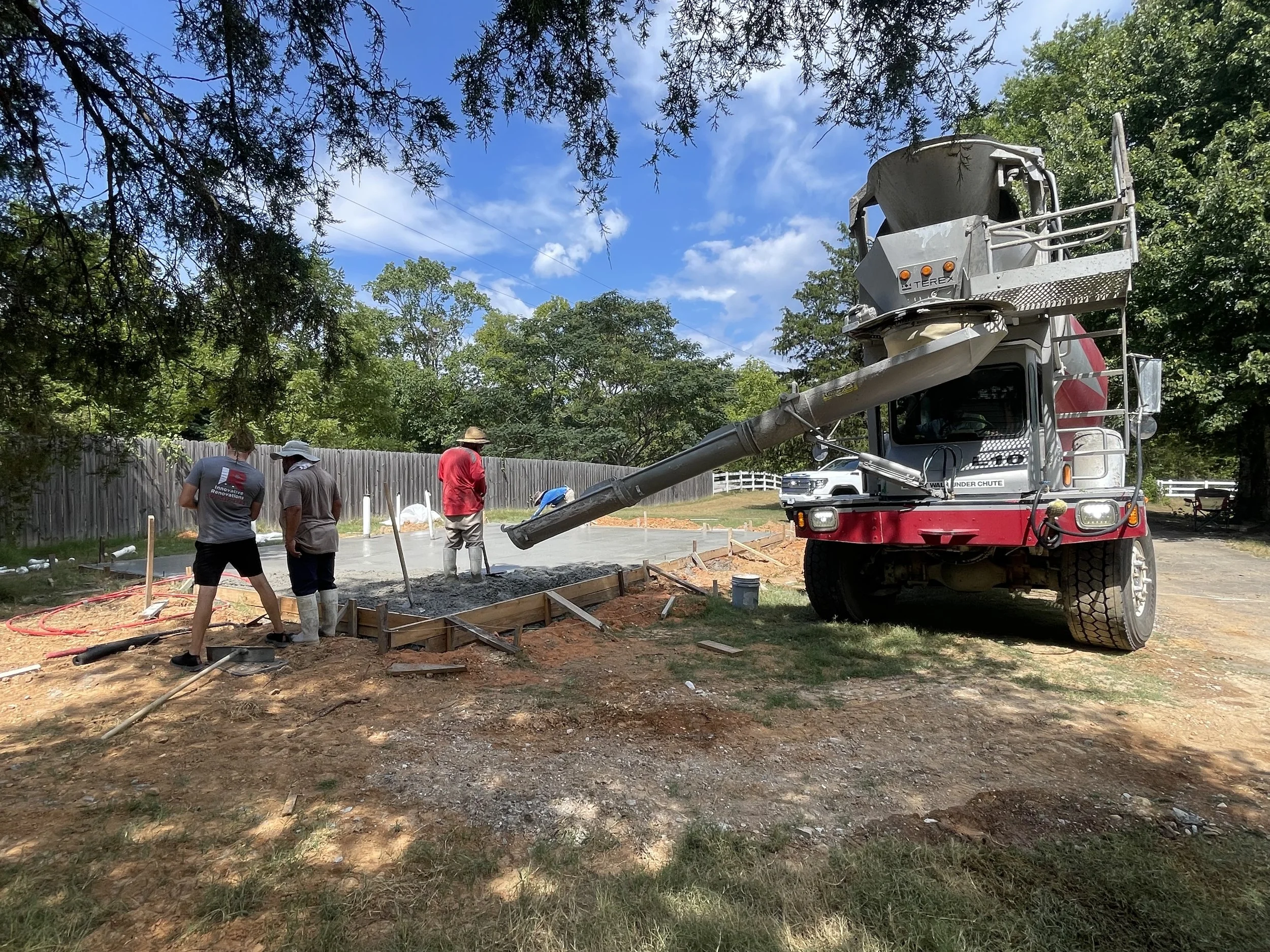 Pouring slab for new foundation