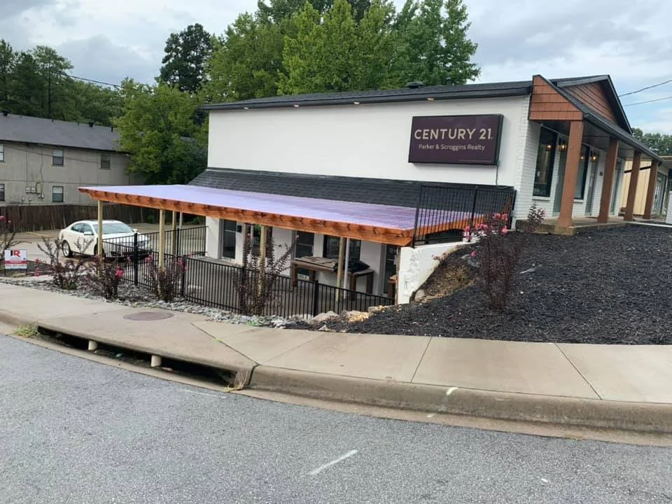 New commercial addition awning on building