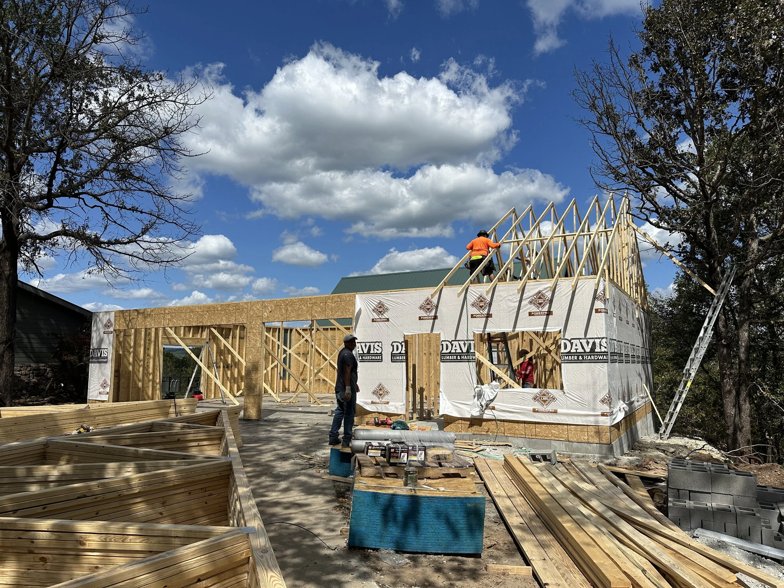 Framing four car garage with attached salon