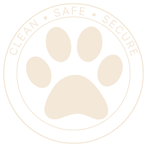 Paw print symbol with the words "Clean Safe Secure" around it.