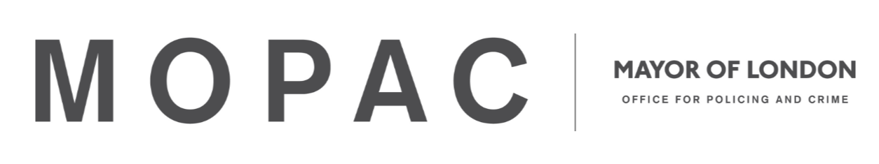 Header of a document with large letters spelling 'MOPAC' and a smaller section to the right with the text 'Mayor of London Office for Policing and Crime.'