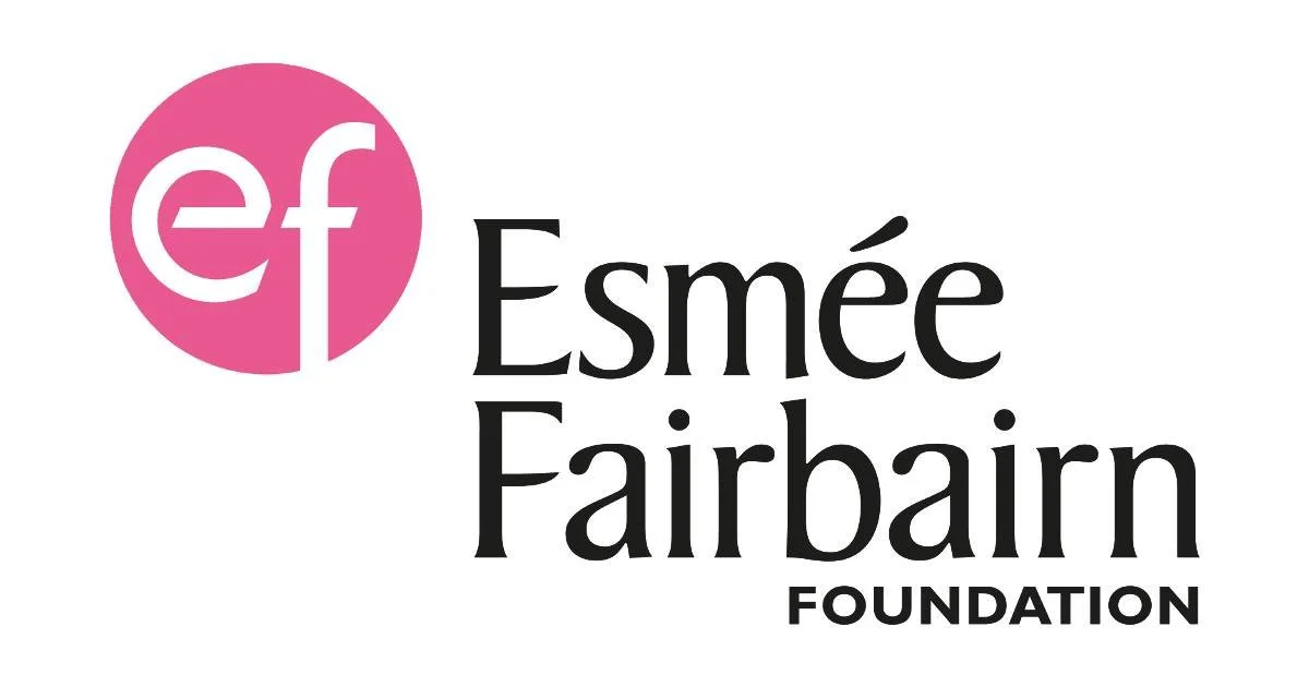 Logo for the Esmée Fairbairn Foundation featuring a pink circle with white 'ef' initials and black text of the foundation's name.