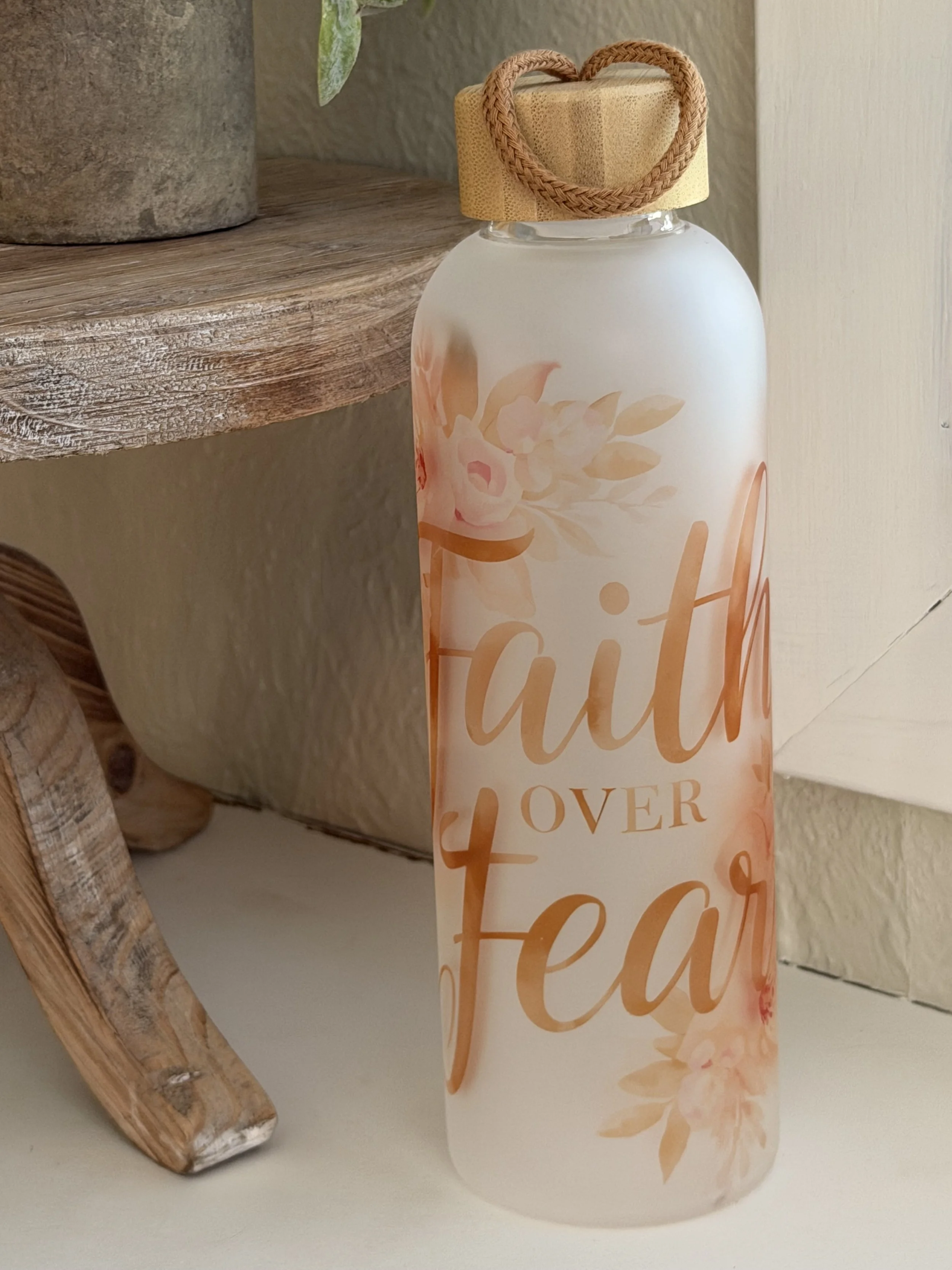 Faith Over Fear 25oz frosted glass tumbler