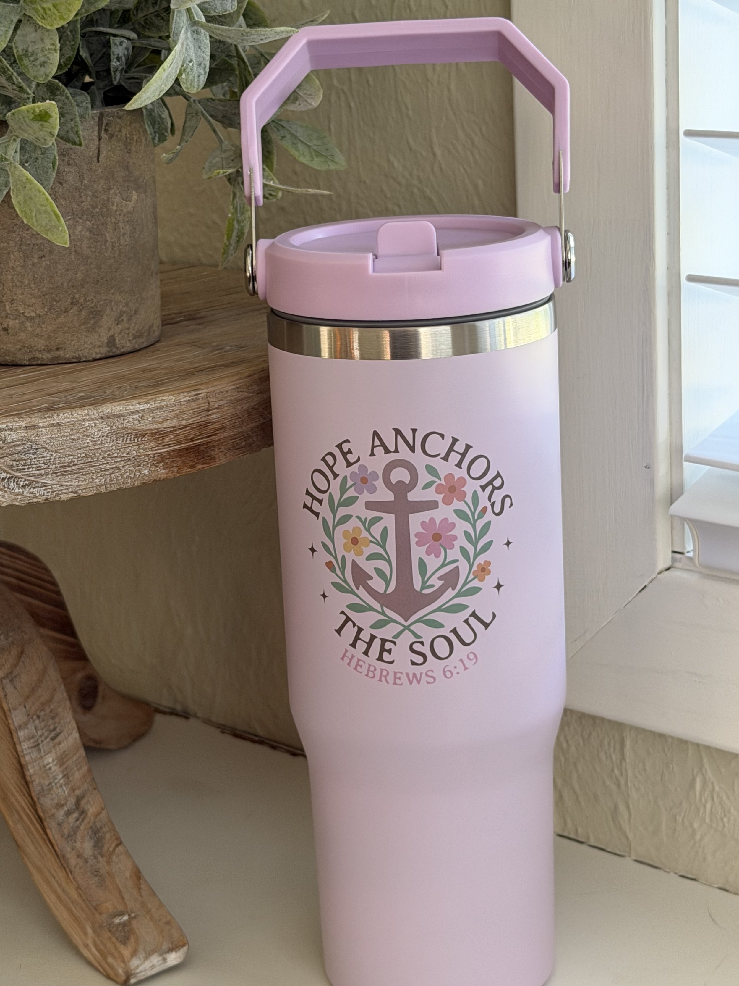 Hope Anchors the Soul 30oz flip-straw tumbler