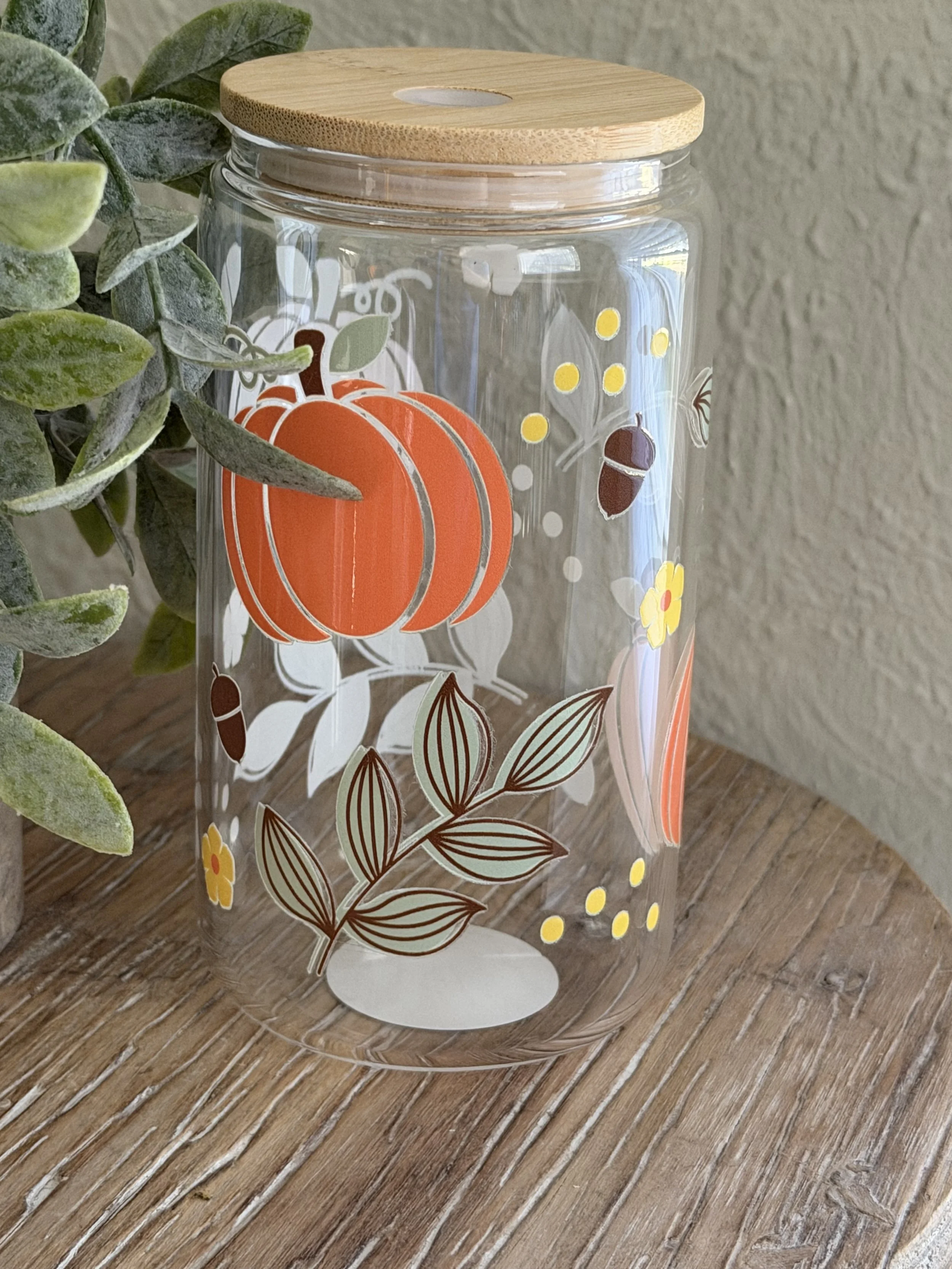 Pumpkins & Acorns 16oz glass