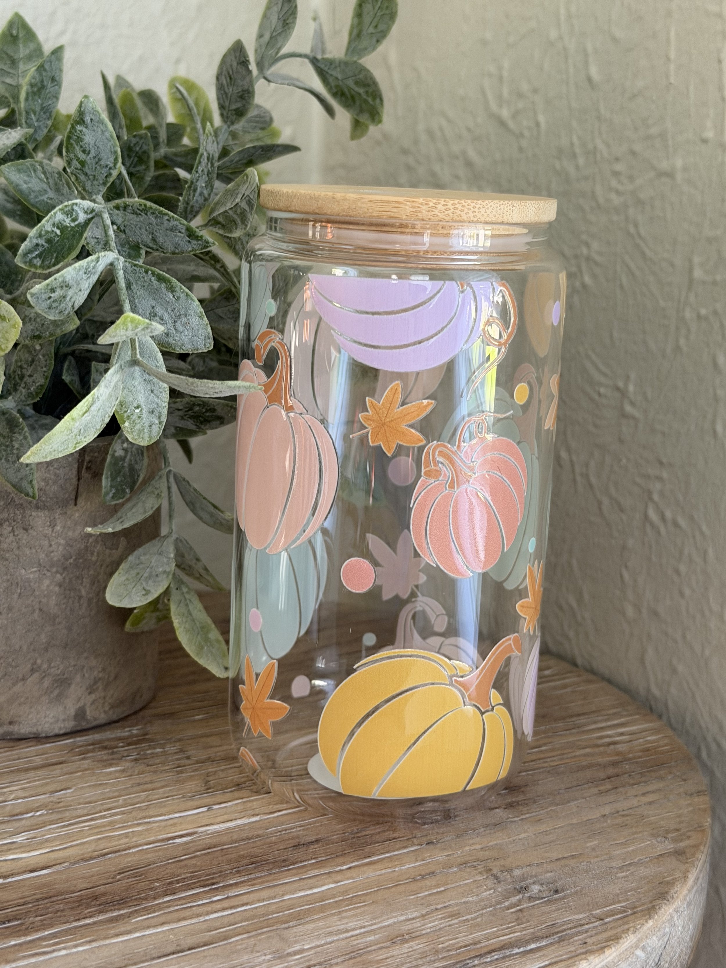 Pastel Pumpkins 16oz glass