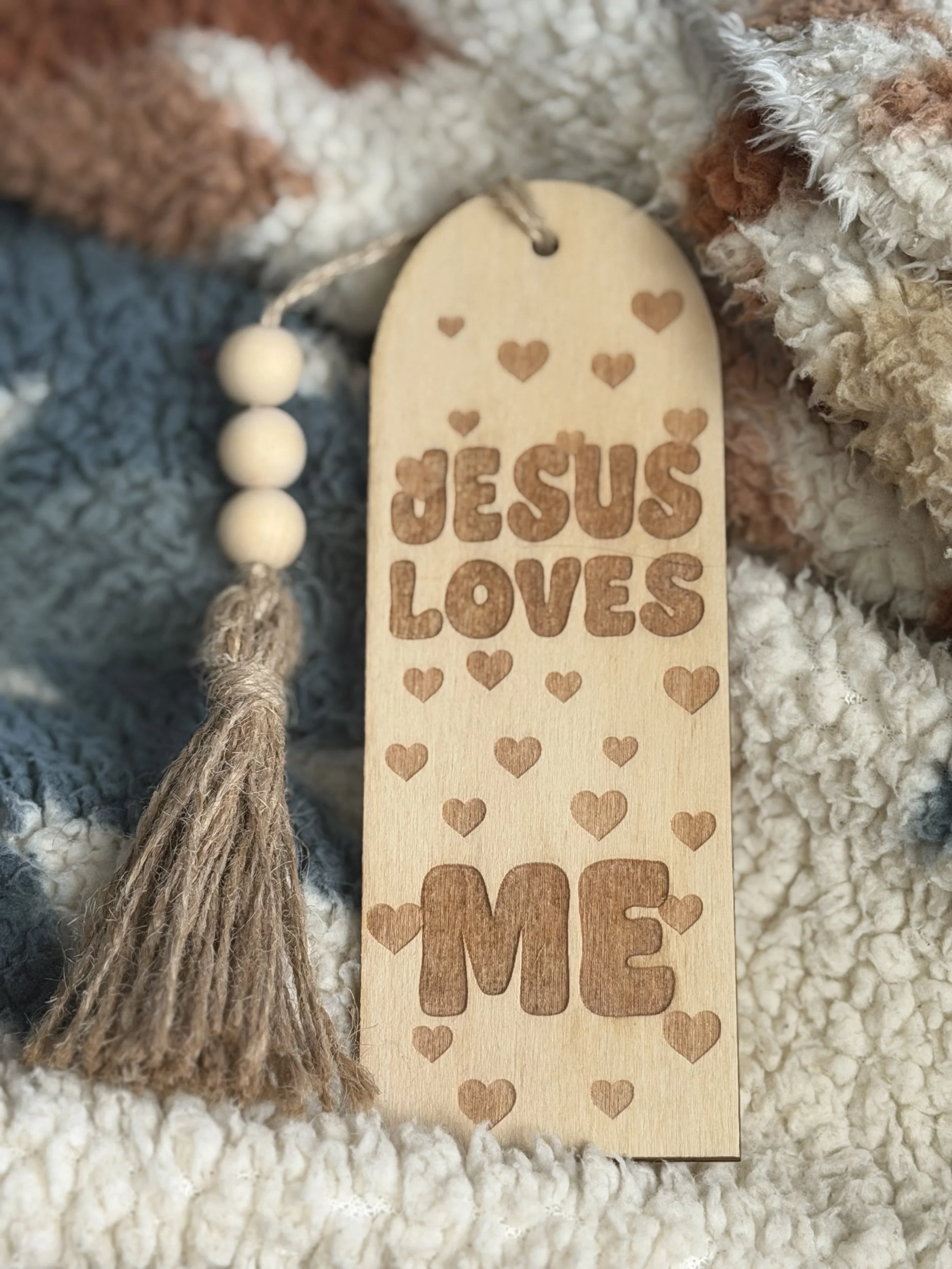 Jesus Loves Me Wooden Tassled Bookmark.jpeg