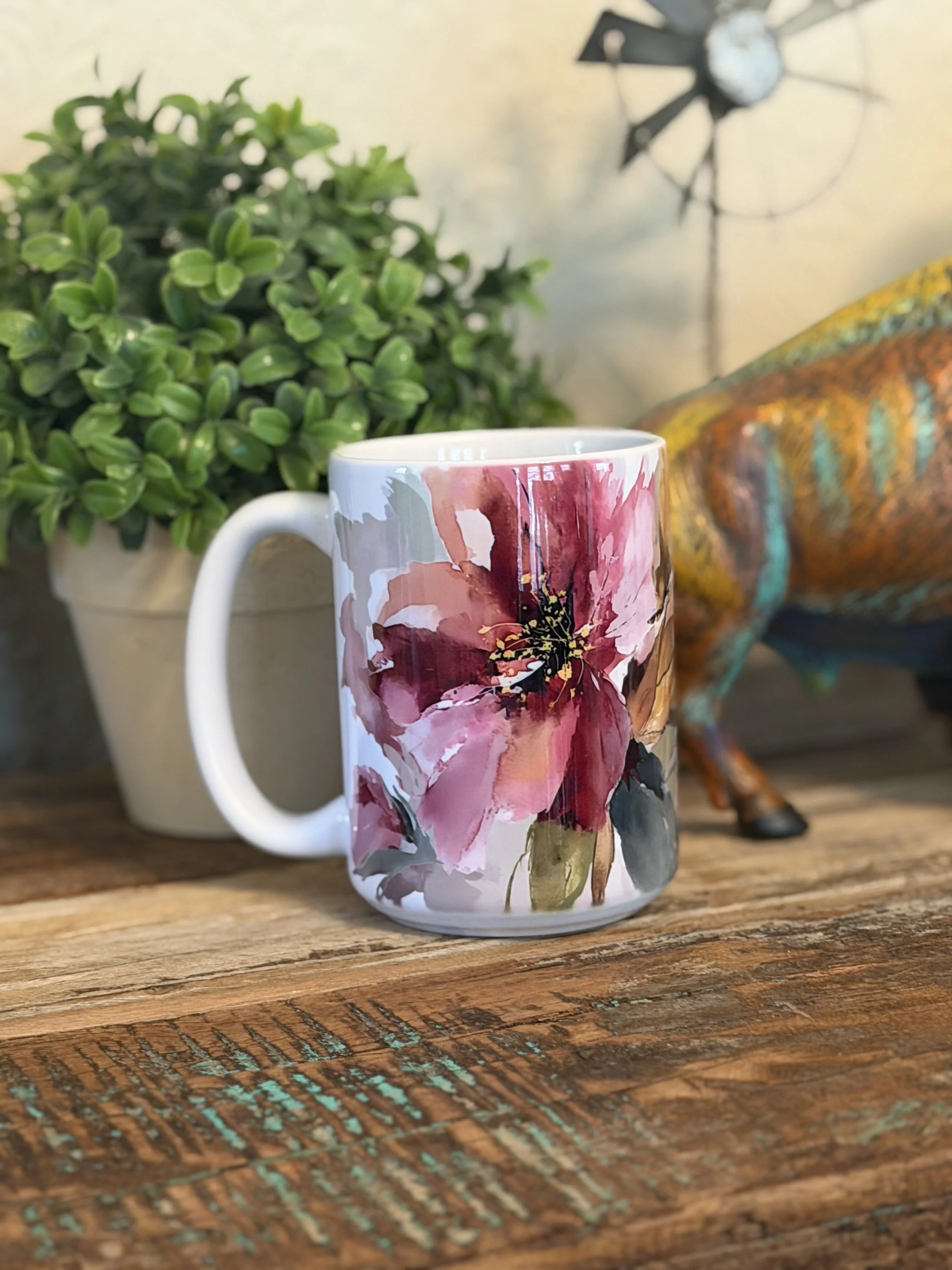 Watercolor Floral Mug 15oz