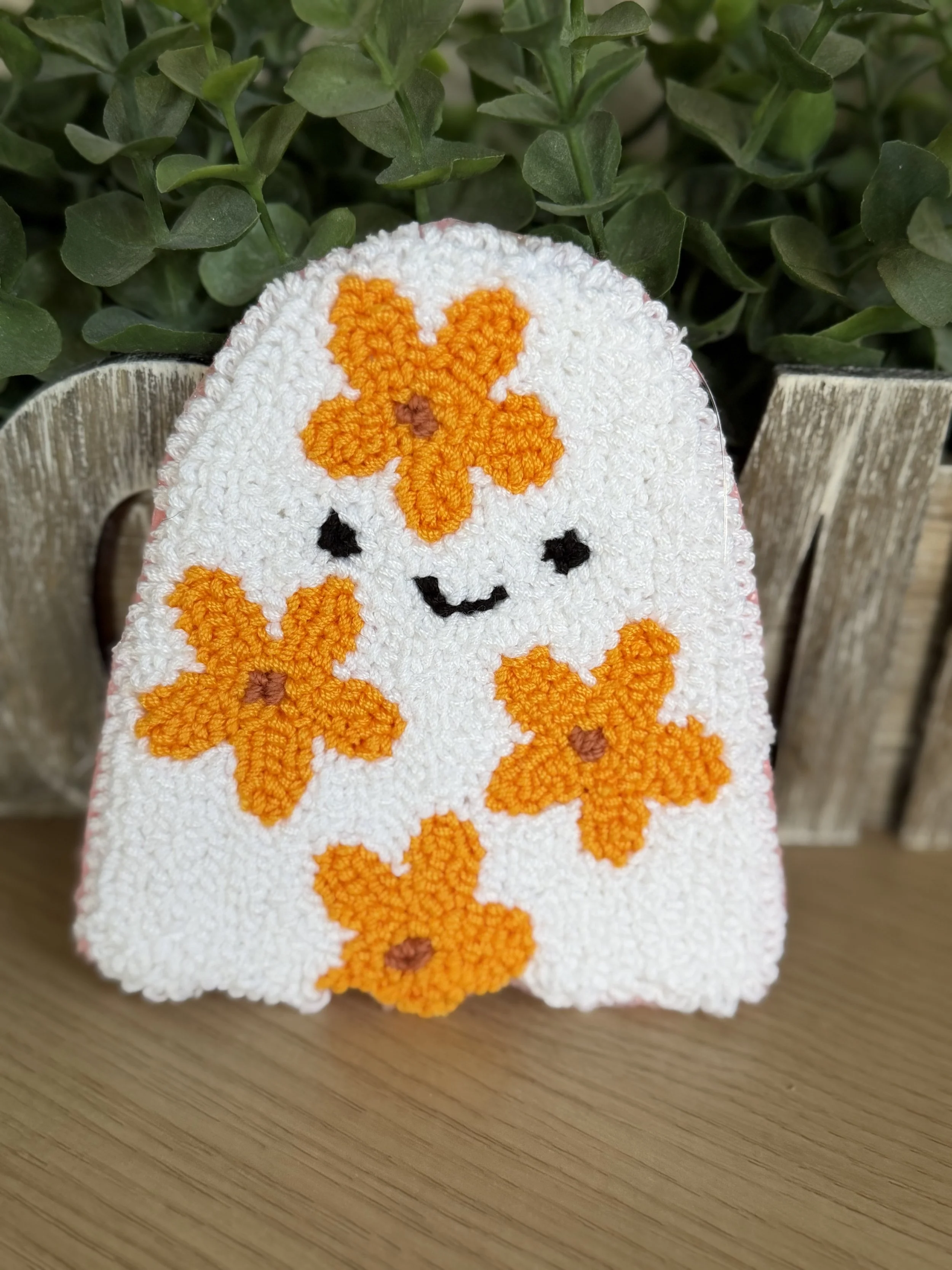 Orange Flower Ghost Mug Rug.jpeg