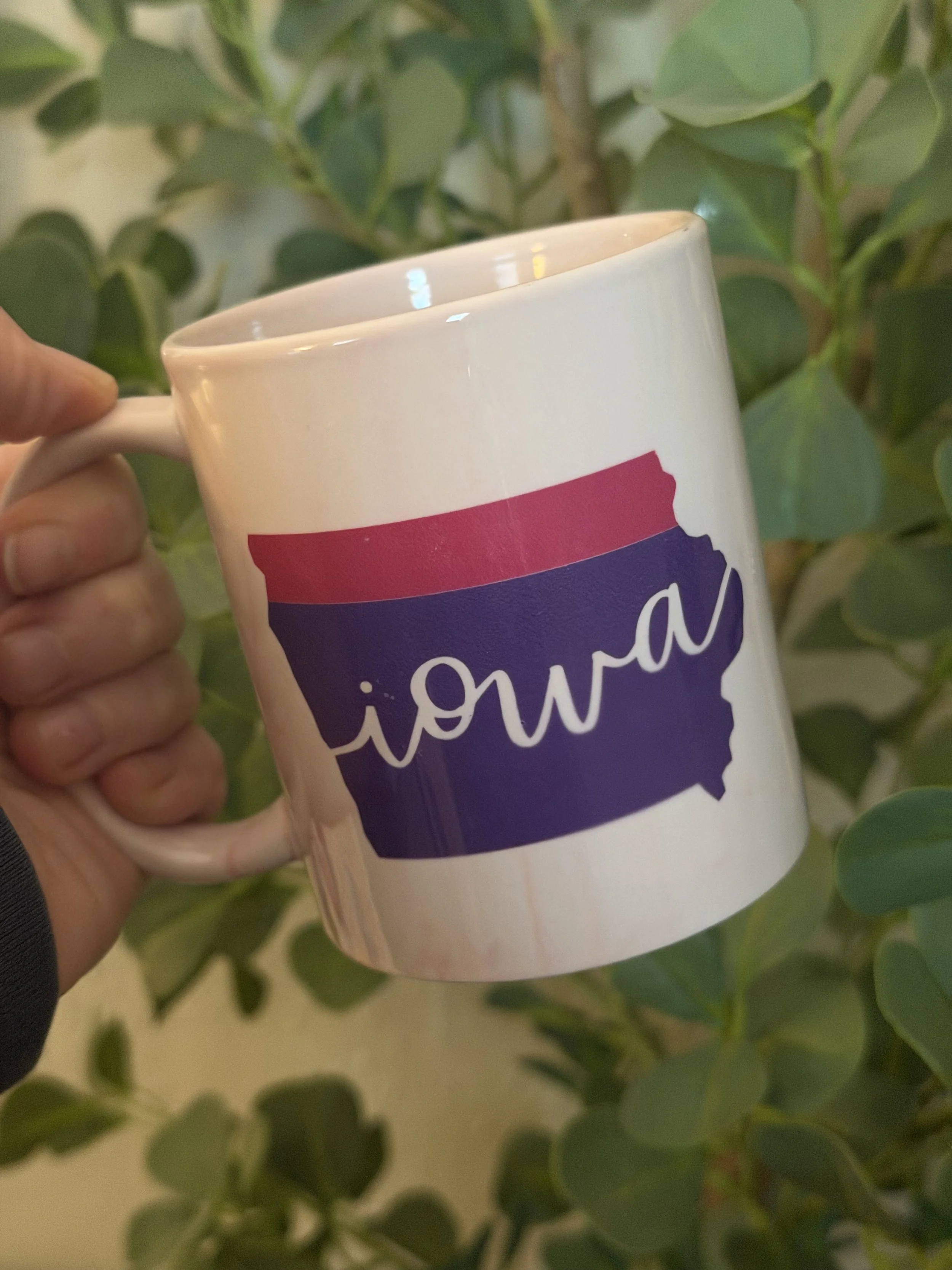Iowa Color Block Mugs 11oz in Pink Marble