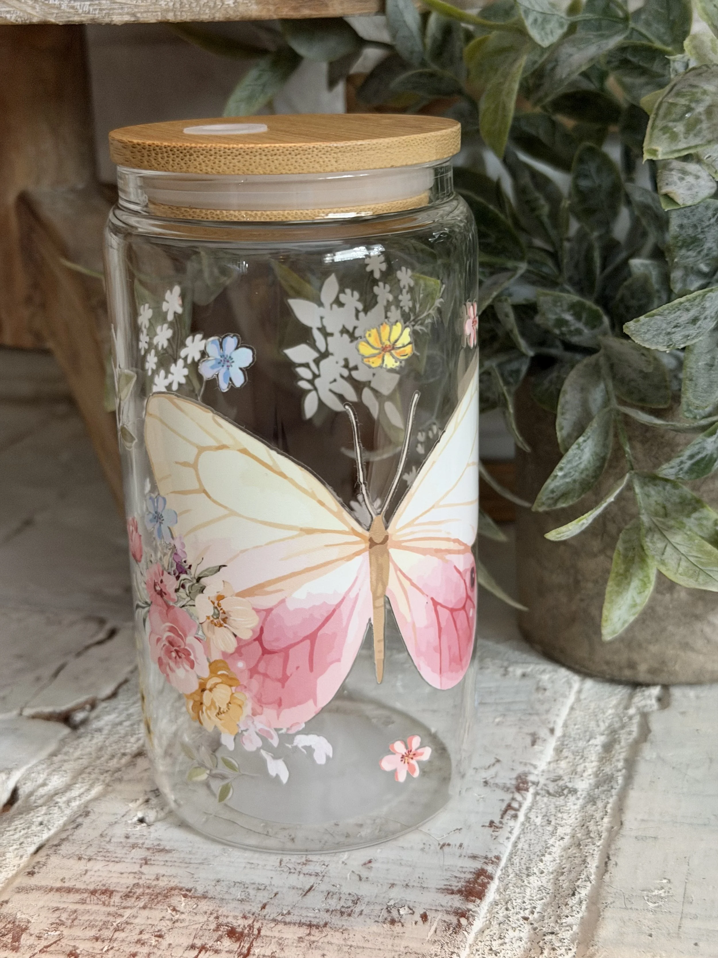 Butterfly 16oz Glass