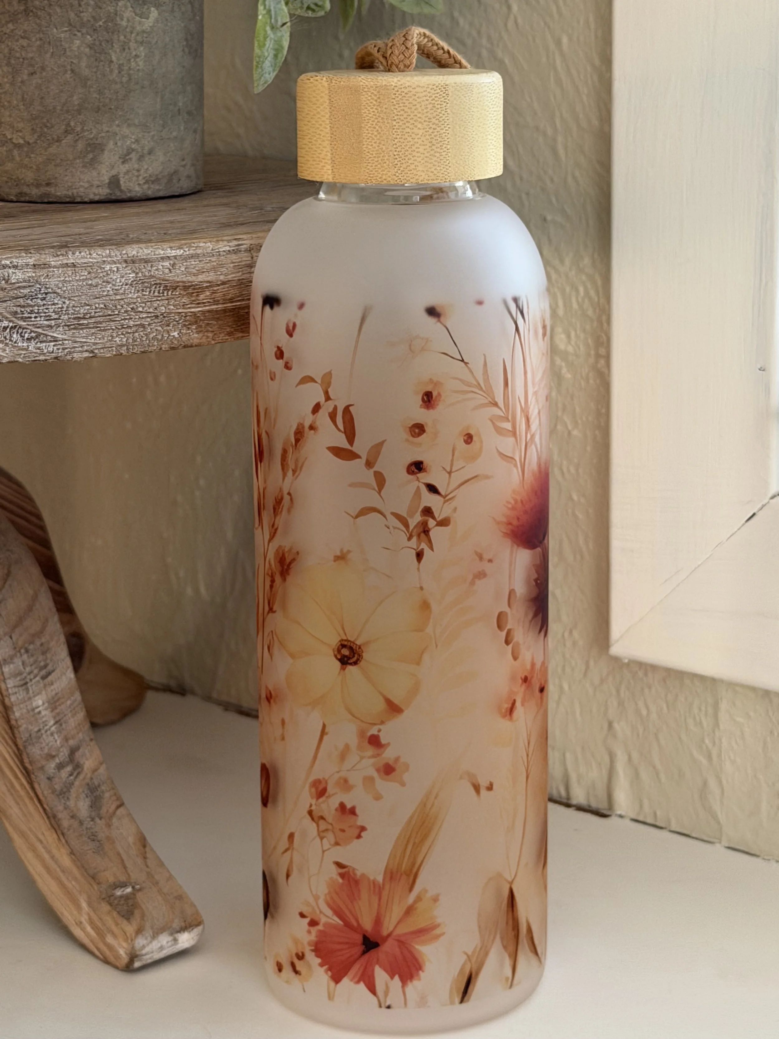 Fall Floral 25oz frosted glass tumbler
