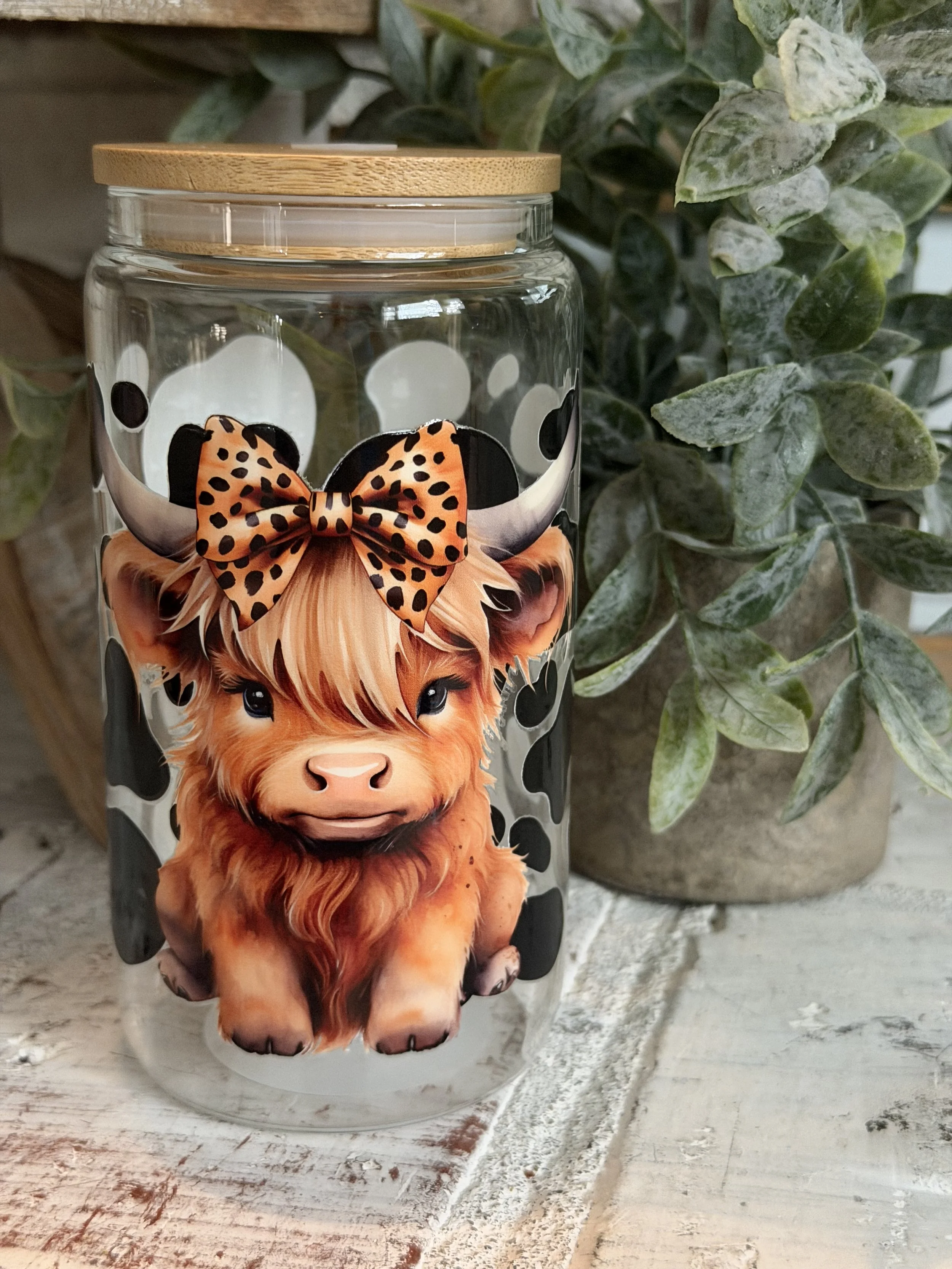 Animal Print Baby Highland 16oz Glass