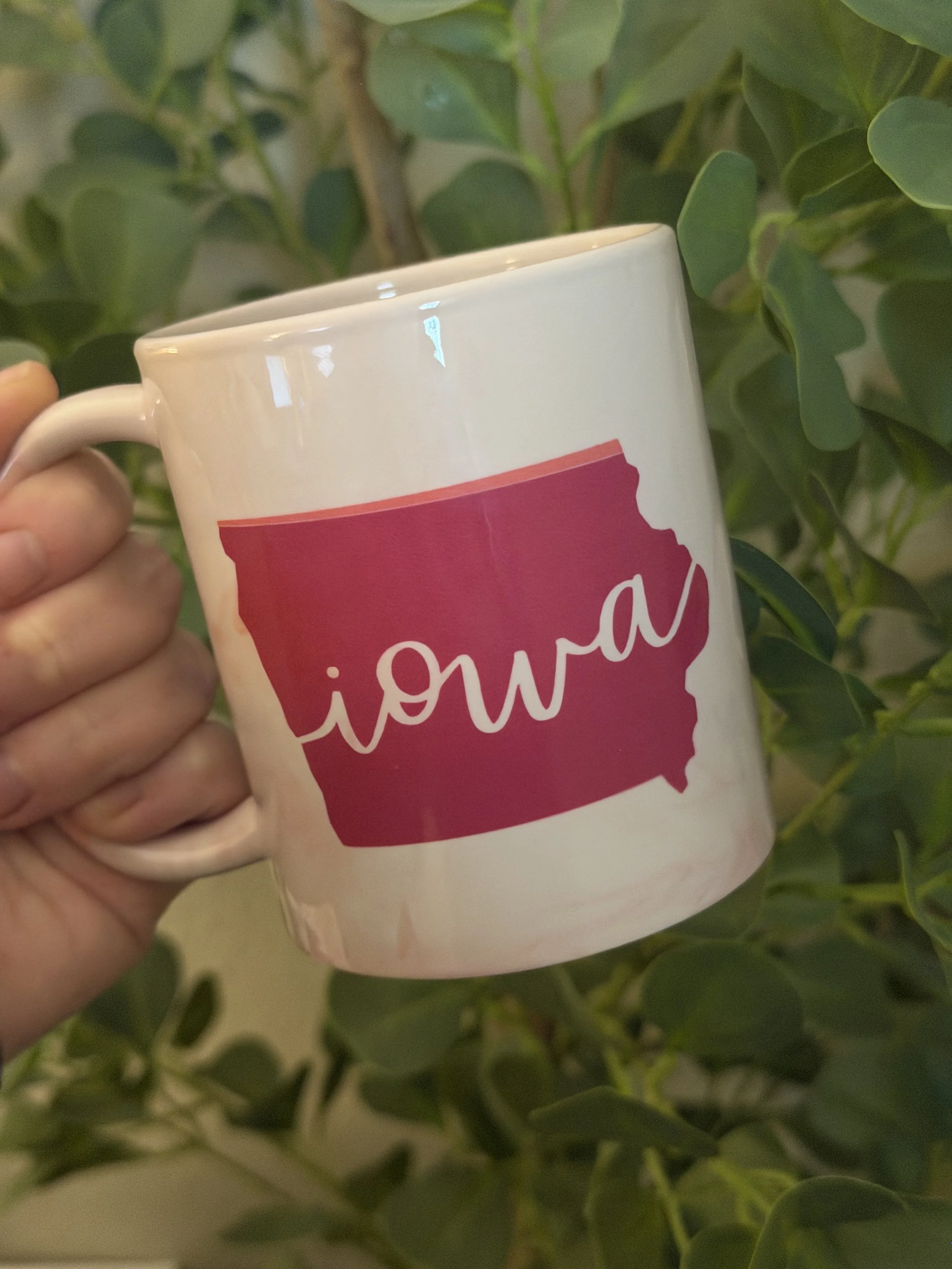 Iowa Color Block Mugs 11oz in Pink Marble